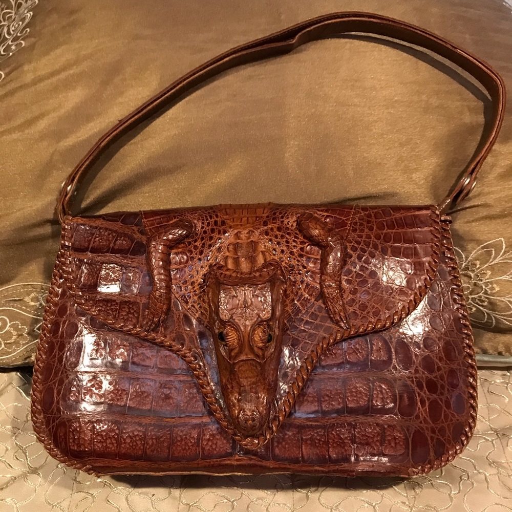 Vintage authentic Alligator Cayman Handbag Gator - Made in C u b a !